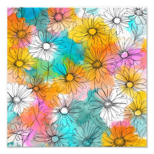 Foto Boho Colorful Daisy Flower Impressão
