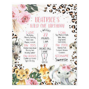 Foto Boho Floral Safari Birthday Poster