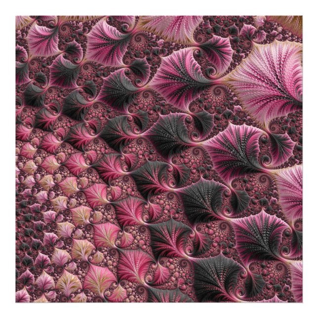 Foto Boho Funky Eclético Rosa Preto Abstrato Fractal (Frente)