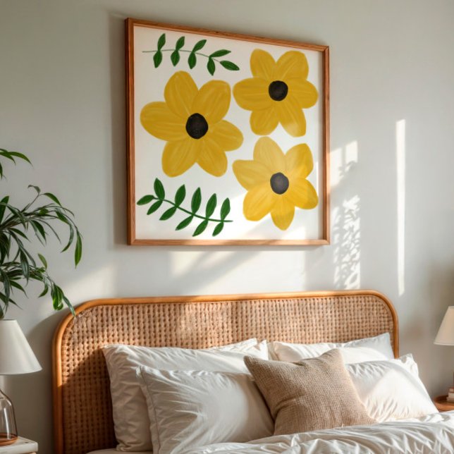 Foto Bold Yellow Modern Flower Graphic Painting Art (Criador carregado)