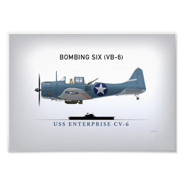 Foto Bombardeiro SBD Dauntless da Bomber Seis (VB-6) (Frente)