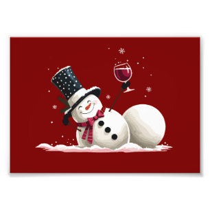Foto Boneco de Neve Com Presente de Natal com Vinho Fér