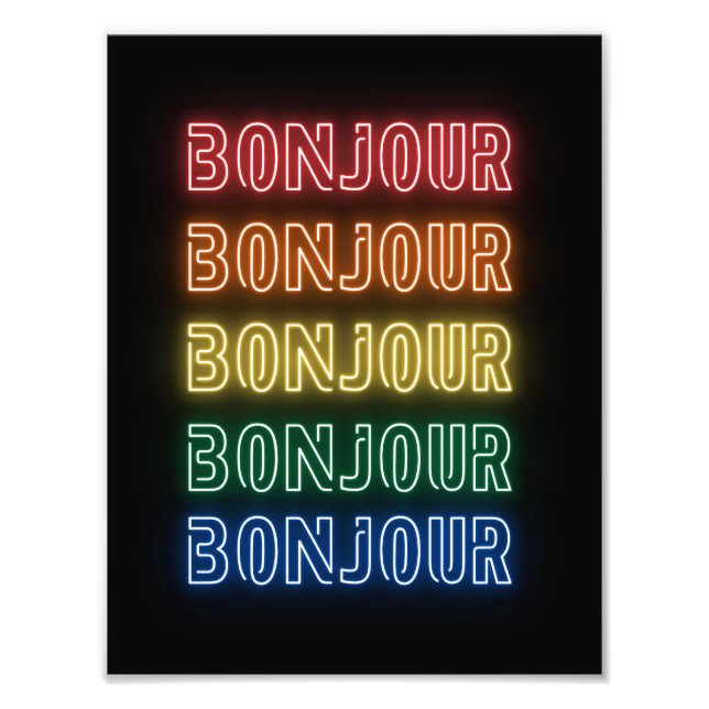 Foto Bonjour Neon Themed Modern Rainbow  (Frente)
