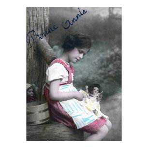 Foto Bonne Année Vintage Girl com Dolll