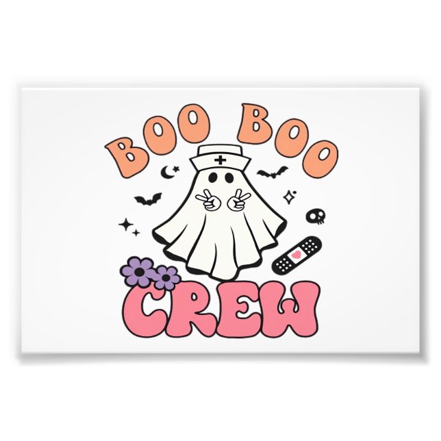 Foto Boo Boo Crew Nurse Halloween Ghost Funny Classic T (Frente)