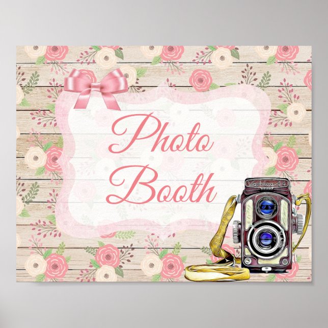 Foto: Booth - Sinal Rosa - Poster Floral de Madeir (Frente)