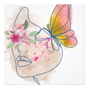 Foto Borboleta Bloom - Abstrato Floral Face Art"