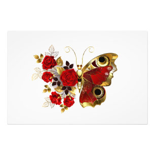 Foto Borboleta de flor vermelha com rosas vermelhas