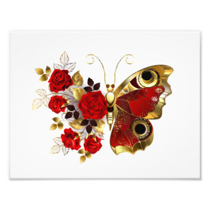 Foto Borboleta de flor vermelha com rosas vermelhas