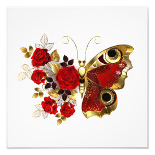 Foto Borboleta de flor vermelha com rosas vermelhas
