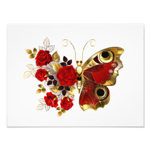 Foto Borboleta de flor vermelha com rosas vermelhas