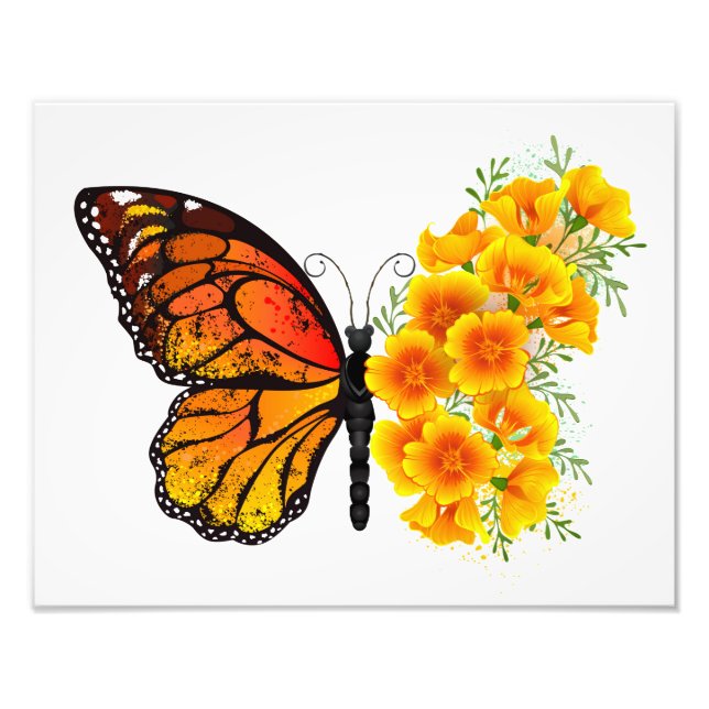 Foto Borboleta Flor com Papagaio Amarelo da Califórnia (Frente)