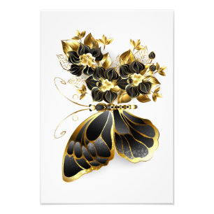 Foto Borboleta Flor de Ouro com Orquídea Preta