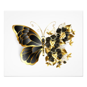 Foto Borboleta Flor Dourada com Orquídea Preta