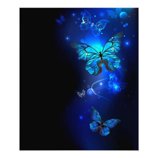 Foto Borboleta Morpho no Fundo Escuro (Frente)