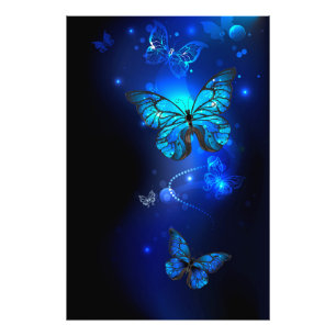 Foto Borboleta Morpho no Fundo Escuro
