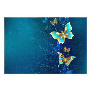 Foto Borboletas de Ouro em um fundo azul