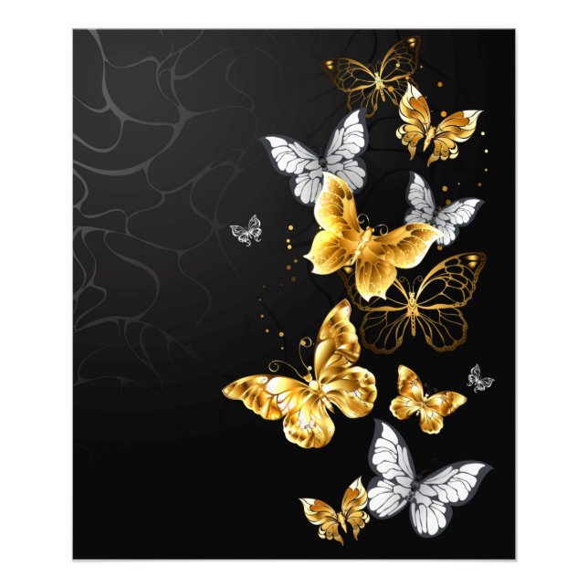 Foto Borboletas Douradas e brancas (Frente)