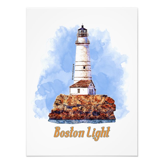 Foto Boston Light Lighthouse Watercolor - Massachusetts (Frente)