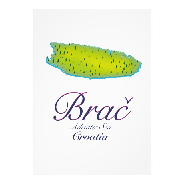 Foto Brač Adriatic Sea, mapa da Croácia (Frente)
