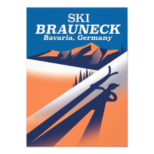 Foto Brauneck Bavaria, poster de esqui vintage.