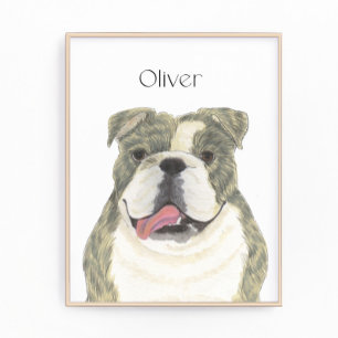 Foto Brindle Personalizada - Arte para Bulldog em Inglê
