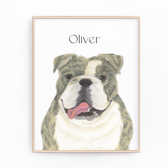 Foto Brindle Personalizada - Arte para Bulldog em Inglê (Criador carregado)