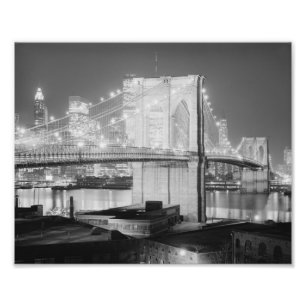 Foto Brooklyn Brigde em Noite, em 1982, em preto & em