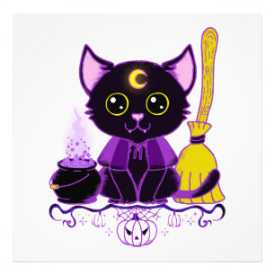 Foto Bruxa de Gato Preto de Halloween Fofo