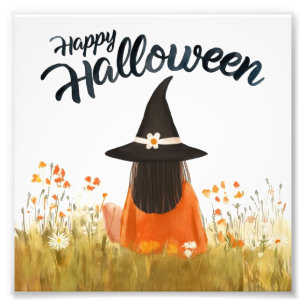 Foto Bruxa de Halloween em Campo de Flores