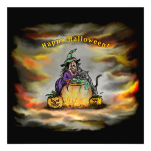 Foto Bruxa e Gato Negro, Feliz Halloween!