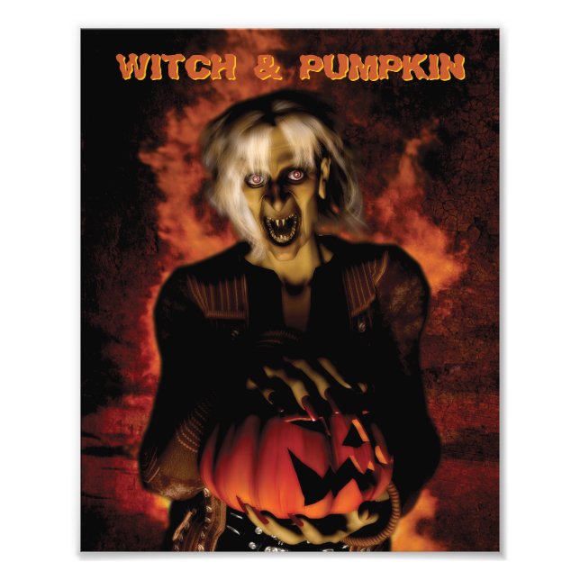 Foto bruxa má com abóbora. Dia das Bruxas (Frente)