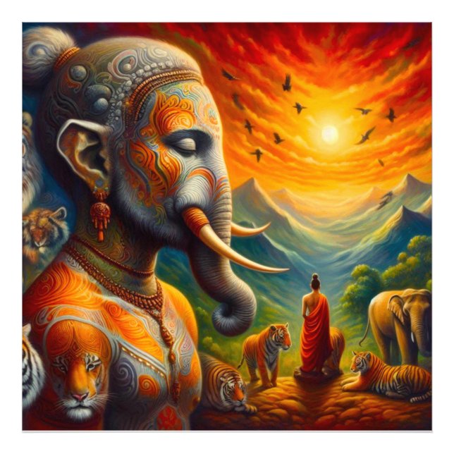 Foto buda espiritual e elefante (Frente)