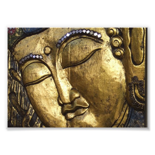 Foto Buda ouro, Olhos Fechados, Oração Meditando (Frente)