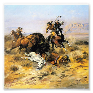 Foto "Buffalo Hunt", Arte de Cowboy de Charles Russell