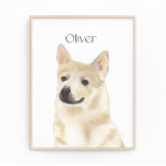Foto Buhund Norueguês Personalizado<br><div class="desc">Estou apaixonado por esta ilustração bizarra e detalhada de aquarela de um cão-buhund norueguês! Personalize essas impressões de arte com seu nome ou monograma para complementar sua decoração e alterar fontes selecionando a opção "editar usando a ferramenta design" na personalização. Compre o resto da minha coleção para os mais doces...</div>
