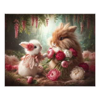 Foto Bunnies Love Peonies Impressão