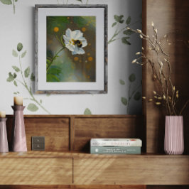 Foto Busy Bumblebee Pollinating White Cosmos Flower