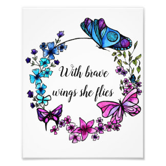 Foto Butterfly e Flowers Citação ou nome personalizado