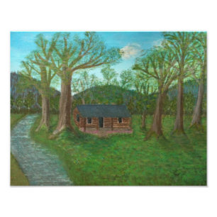 Foto Cabana rústica de madeira e árvores