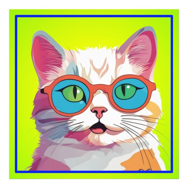 Foto Cabeça de Gato Vestindo Óculos Clipe (Frente)