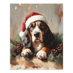 Foto Caça-Basset numa Pintura a Óleo de Santa Hat