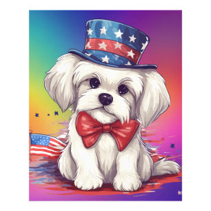 Foto Cachorrinho Branco Patriótico de 4 de Julho-43568