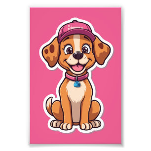 Foto Cachorro de Cartoon Doce - Puppy feliz no Boné Sti