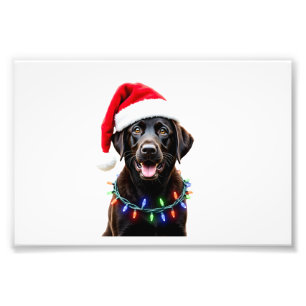 Foto Cachorro de pijama com luz de árvore de Natal Labr