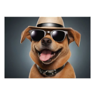 Foto Cachorro engraçado com óculos e chapéu