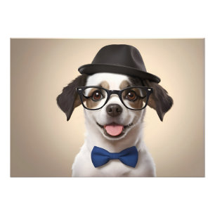 Foto Cachorro engraçado com óculos e chapéu