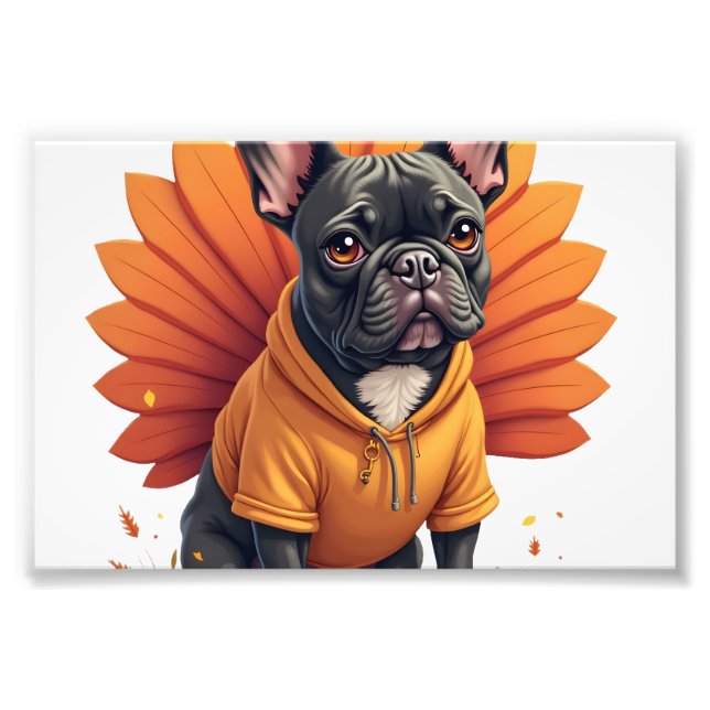 Foto Cachorro Fofo Frenchie Dia de Ação de Graças Crian (Frente)