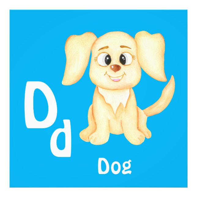 Foto Cachorro personalizado ABC: Letra D - Adicione seu (Frente)