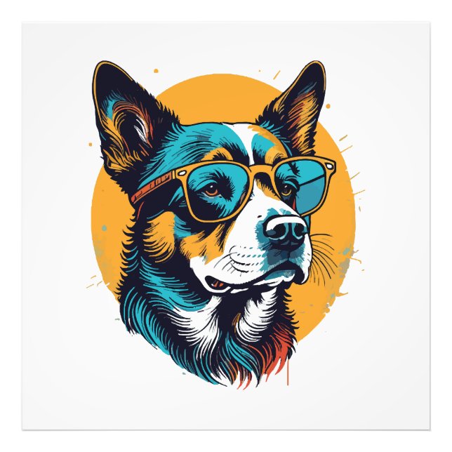 Foto Cachorro retrô usando óculos de sol (Frente)